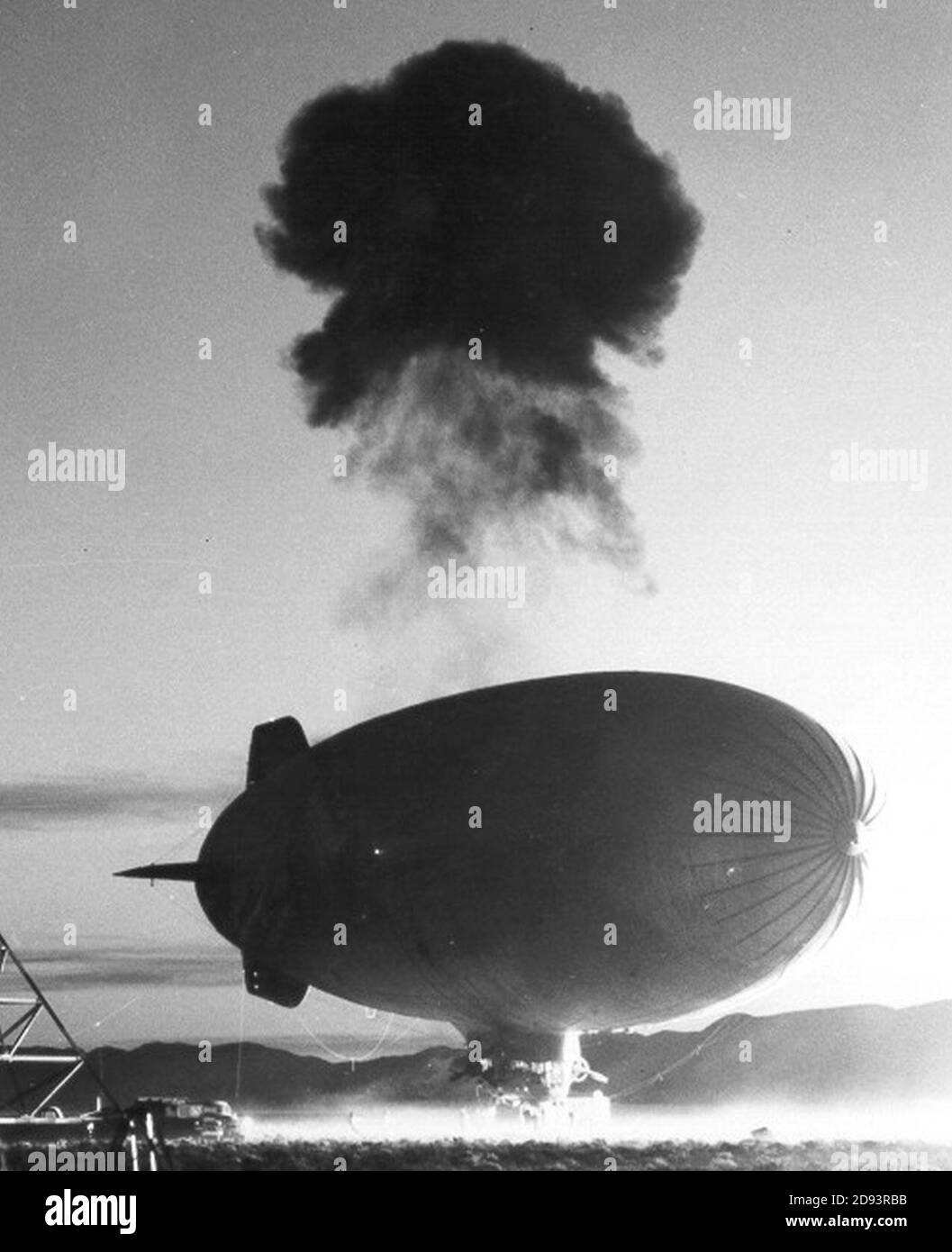 K-class blimp with nuclear explosion on 2 June 1957, from- Operation Plumbbob - Franklin (cropped). Stock Photo