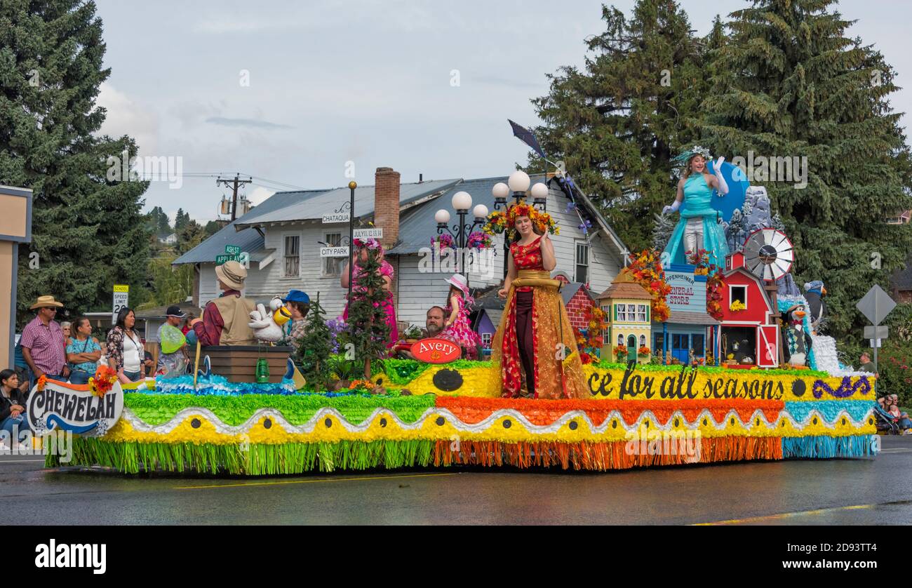Float at the Grand Parade, Omak Stampede, Washington State, USA Stock Photo