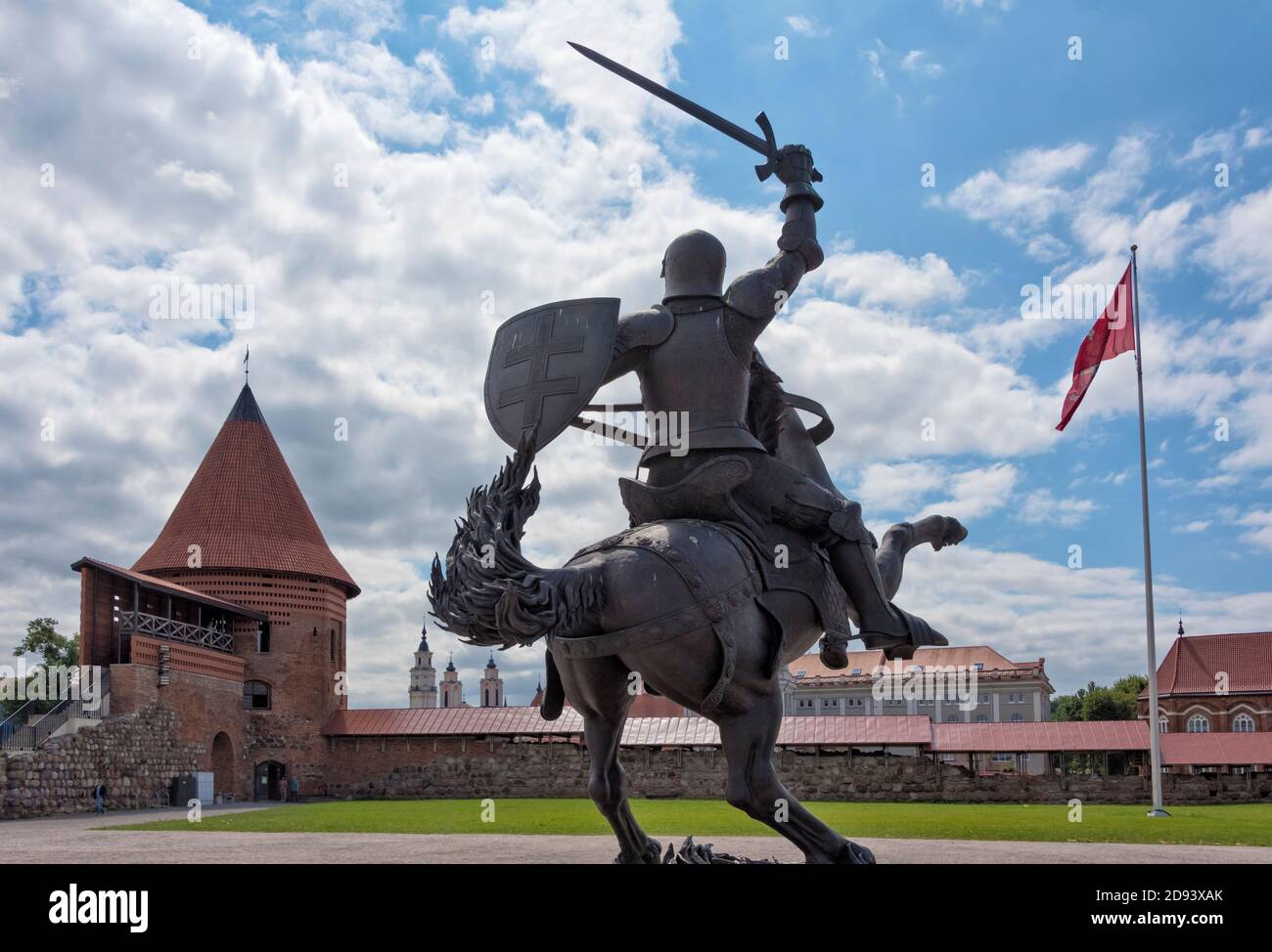 Vytis statue in front of Kaunas Castle, Lithuania Stock Photo