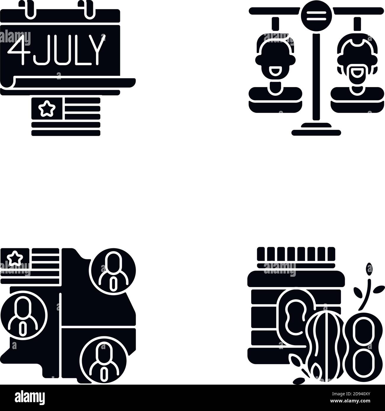 United States black glyph icons set on white space Stock Vector Image ...
