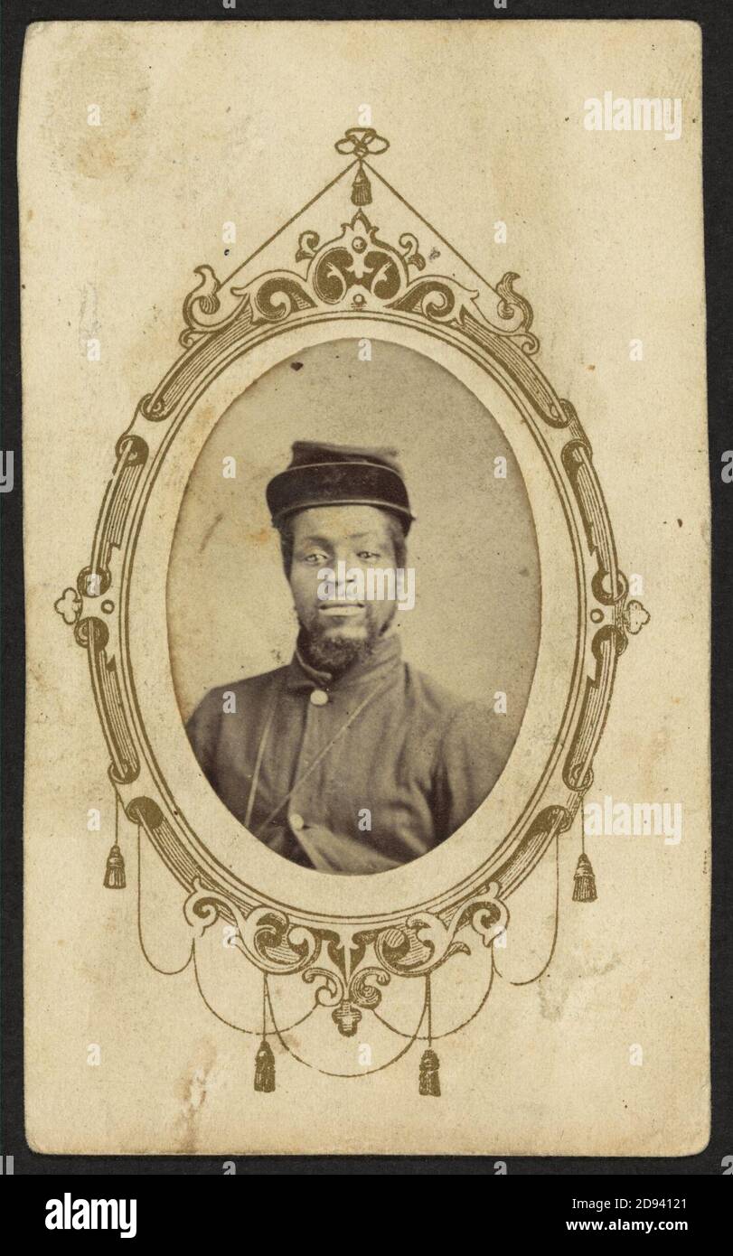 Kager Mays, African American soldier, half-length portrait, facing front) - Shepherd & Smith, post artists, Camp McClellan, Iowa; Rock Island Barracks, Ill Stock Photo
