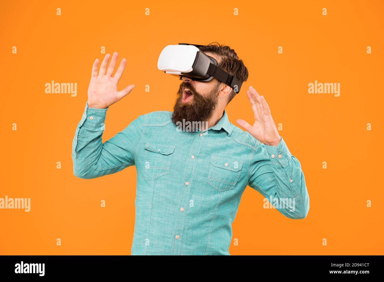 VR yellow background. Game developer 