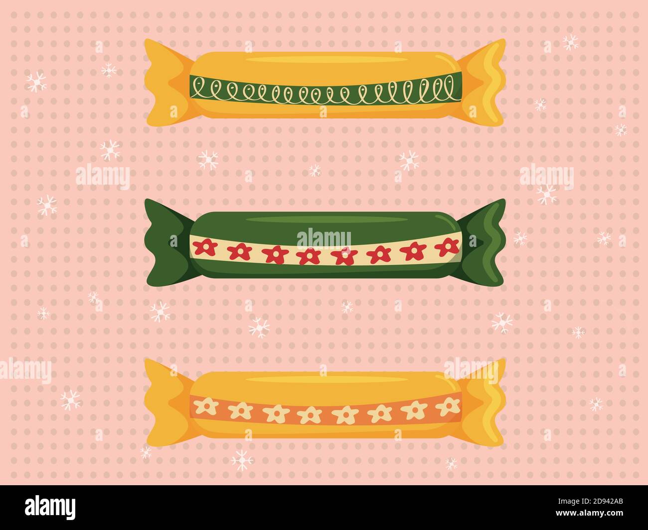 Isolated vector hand-drawn Christmas candy set. Colorful vector Stock Vector