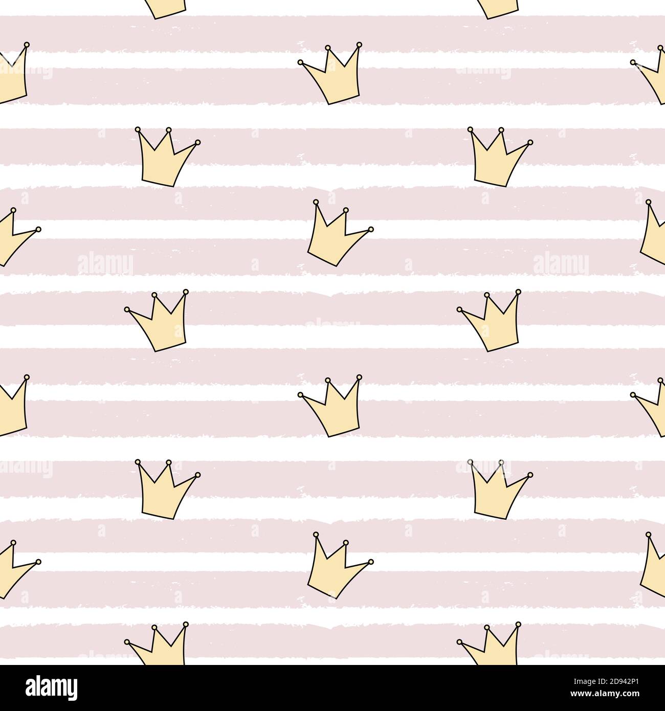 Cute Princess Crown Seamless Pattern Background Vector Illustration EPS10 Stock Vector