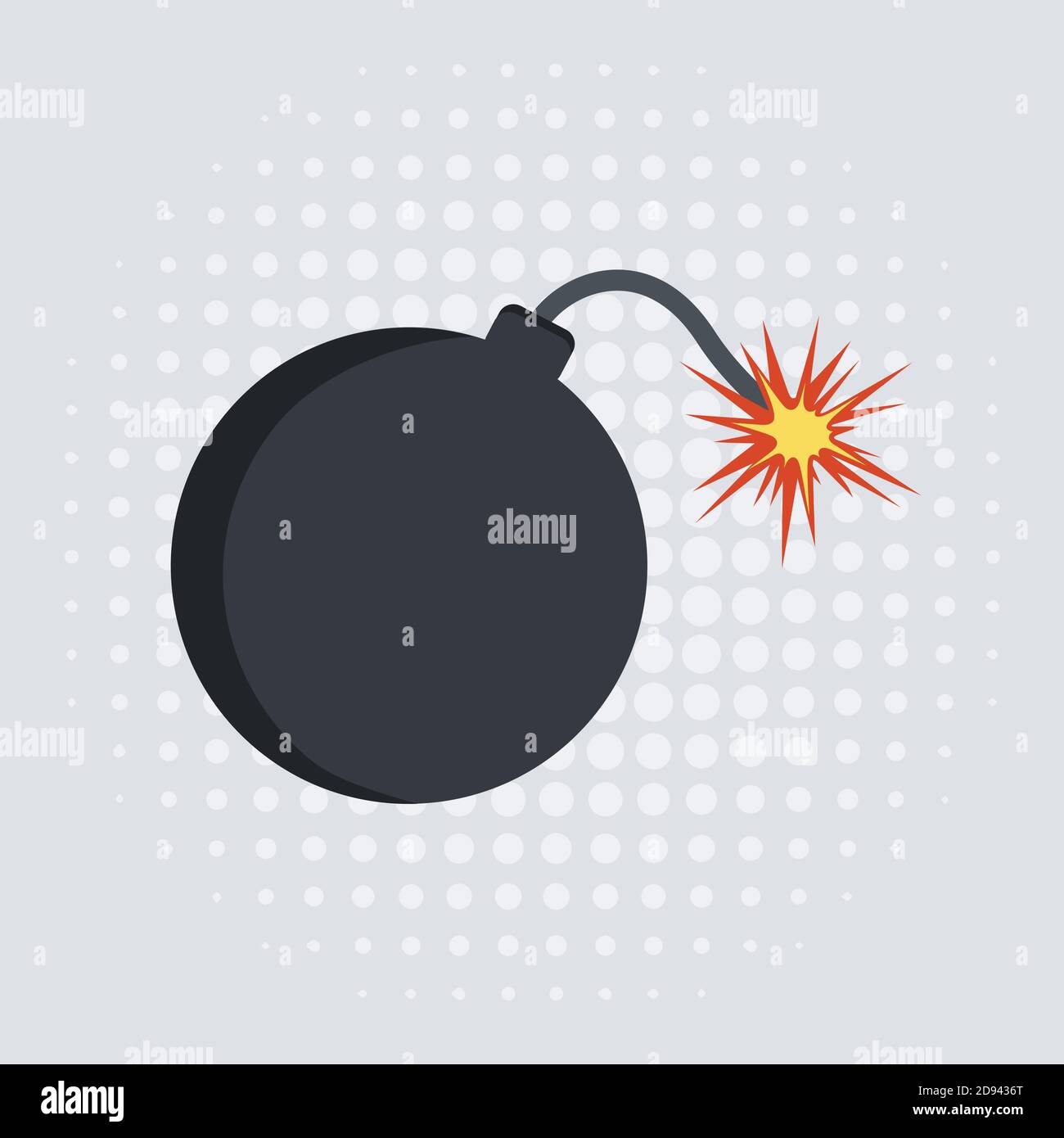 Bomb with burning wick on a white background. Stock Vector