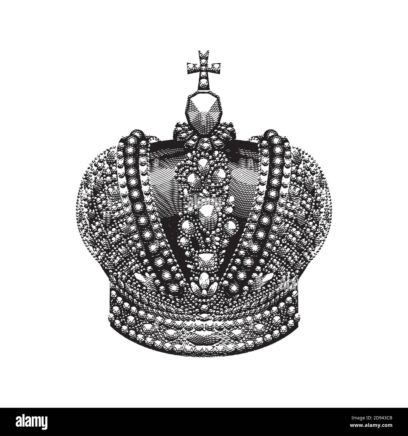 Big silver royal crown on dark background Stock Vector