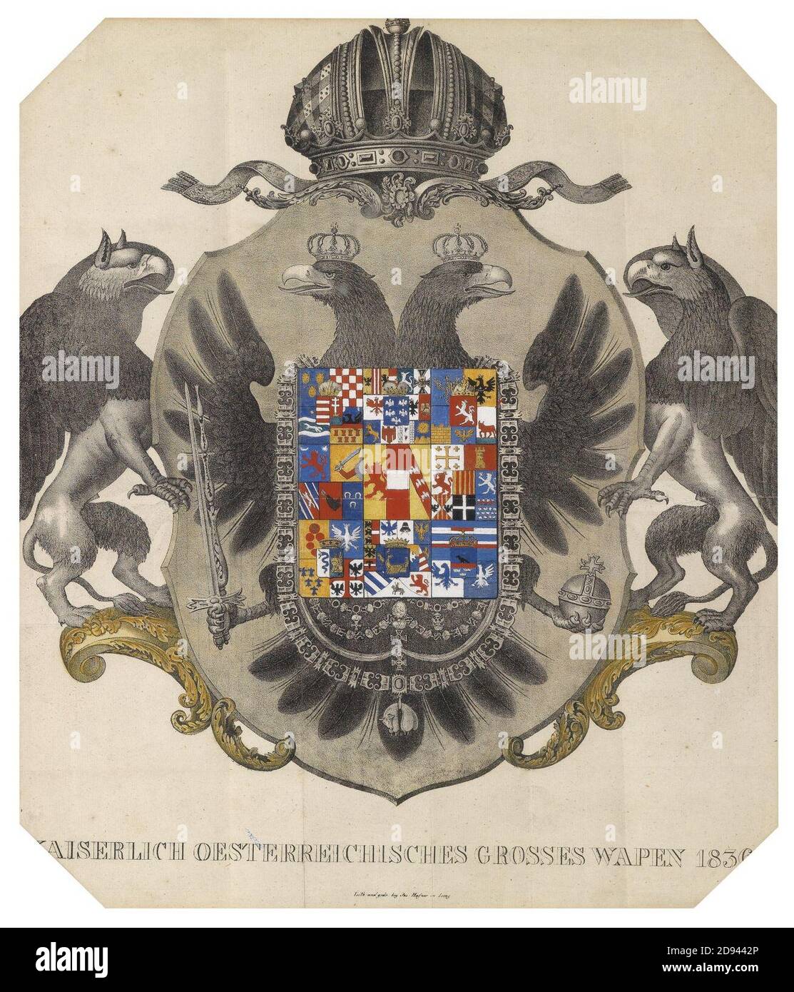Kaiserlich österreichisches großes Wappen 1836. Stock Photo