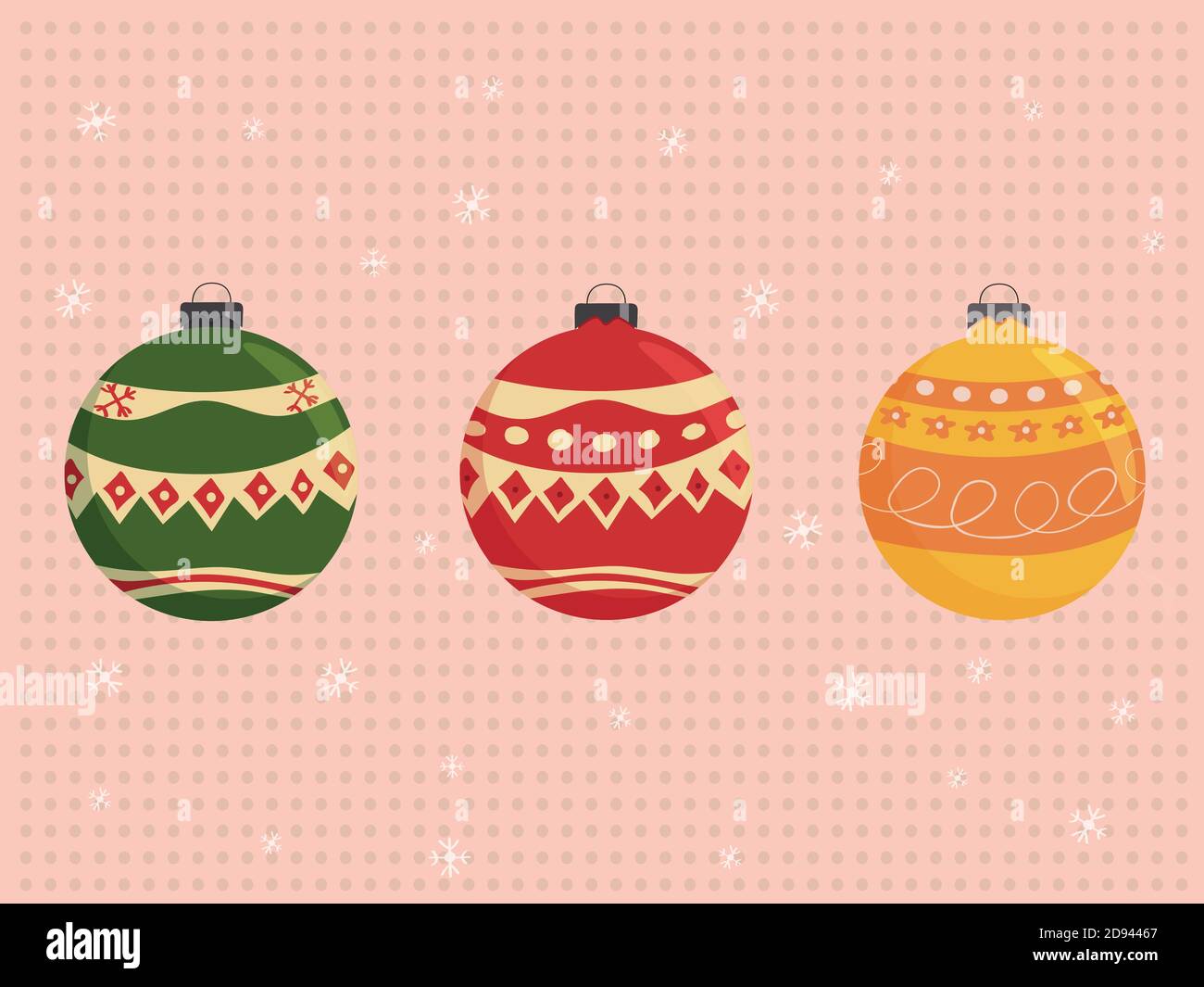 Isolated vector hand-drawn Christmas ball set. Colorful vector Stock Vector
