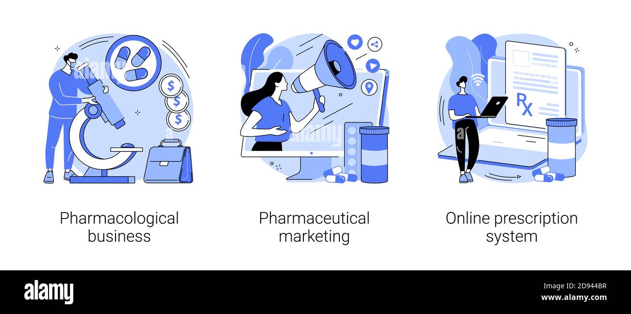 Drugs and medication industry abstract concept vector illustrations ...