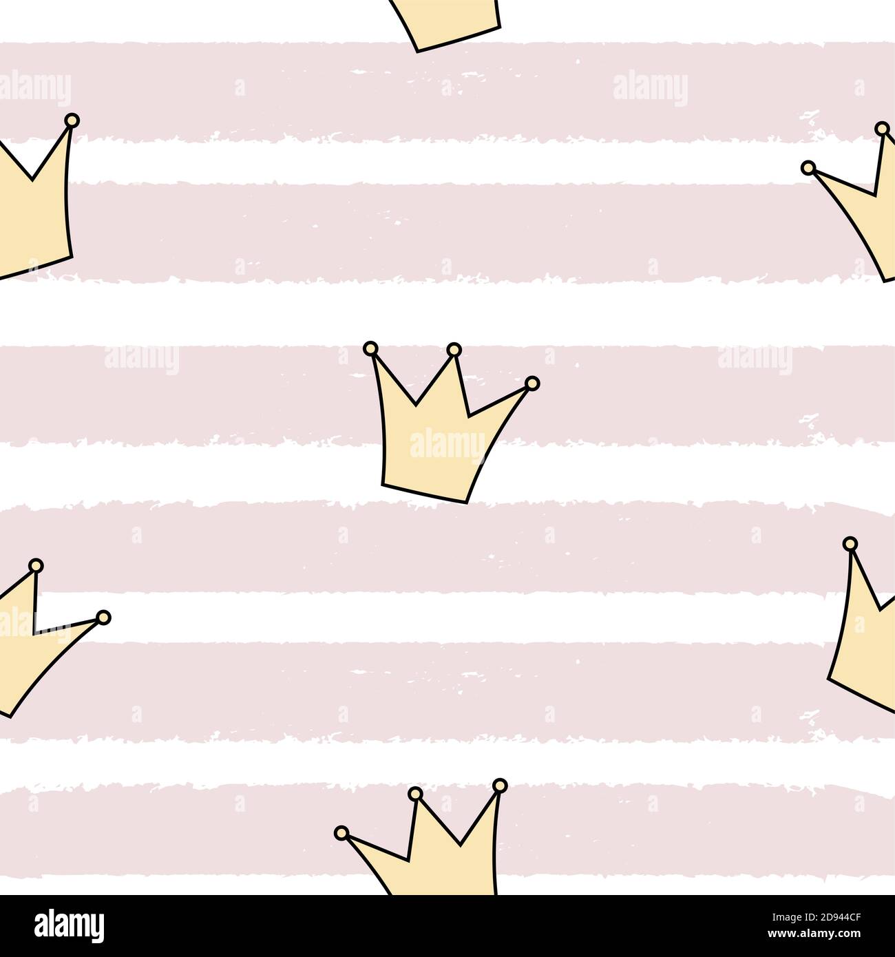 Cute Princess Crown Seamless Pattern Background Vector Illustration EPS10 Stock Vector