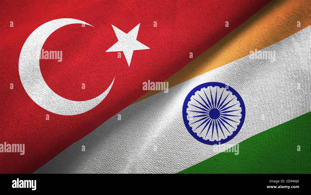 Turkey and India two flags textile cloth, fabric texture Stock Photo ...