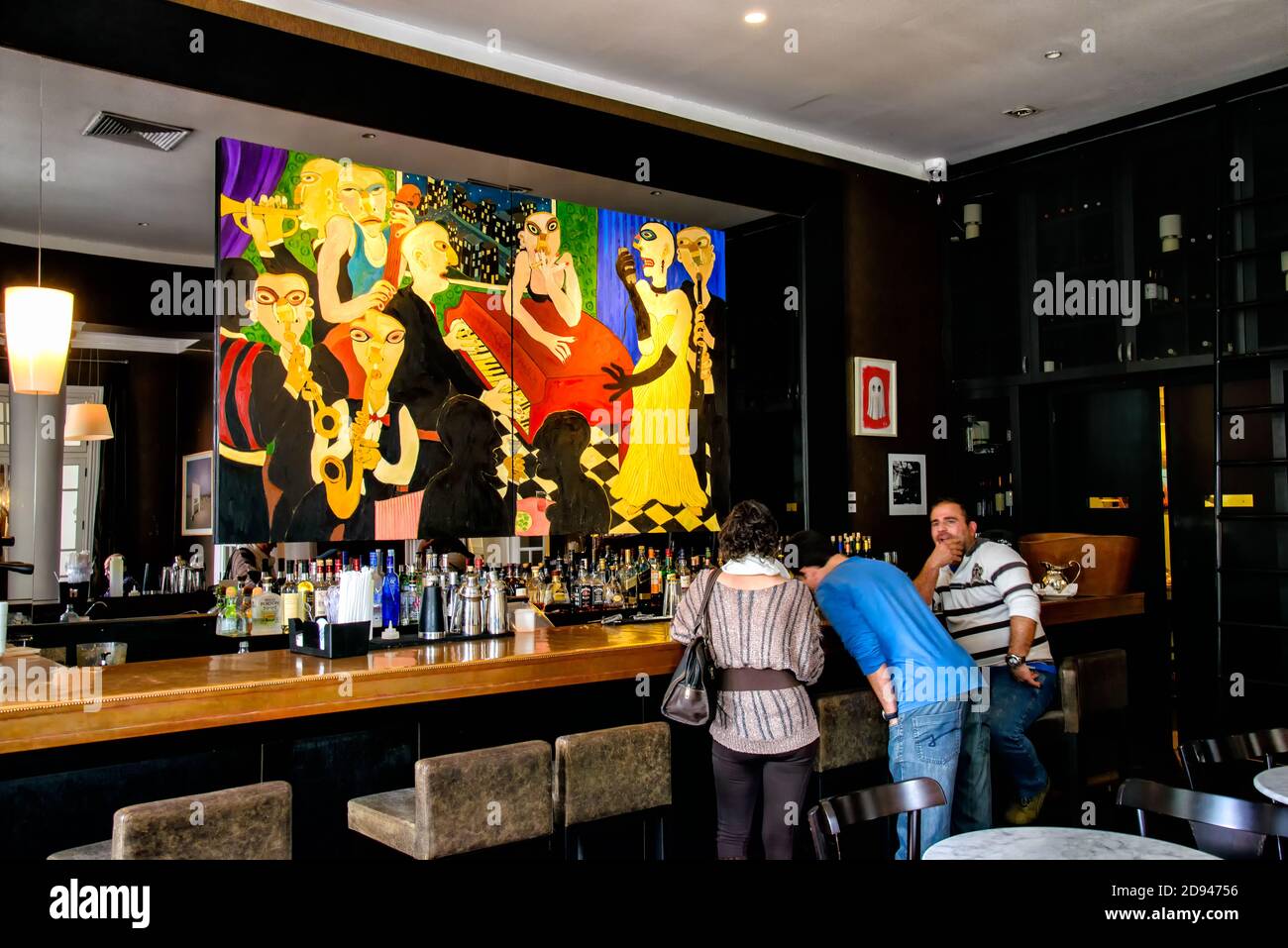 Modern Bar in the art-boutique hotel, Hotel B,  in the coastal neighborhood of Barranco in Lima, Peru Stock Photo