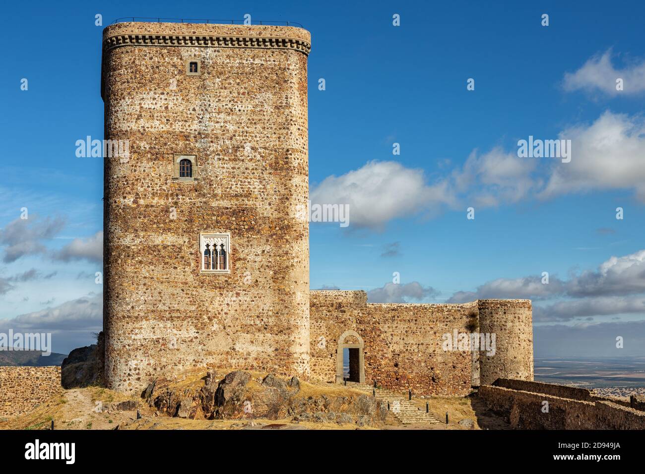 Shot of an ancient medieval castle in Feria. Extremadura. Spain. Stock Photo