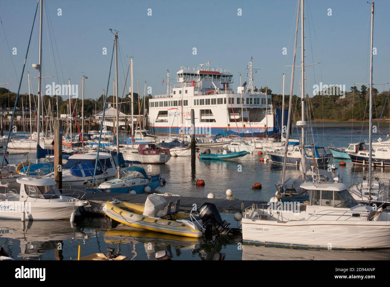 Lymington harbour and the Wightlink ferry to the Isle of Wight