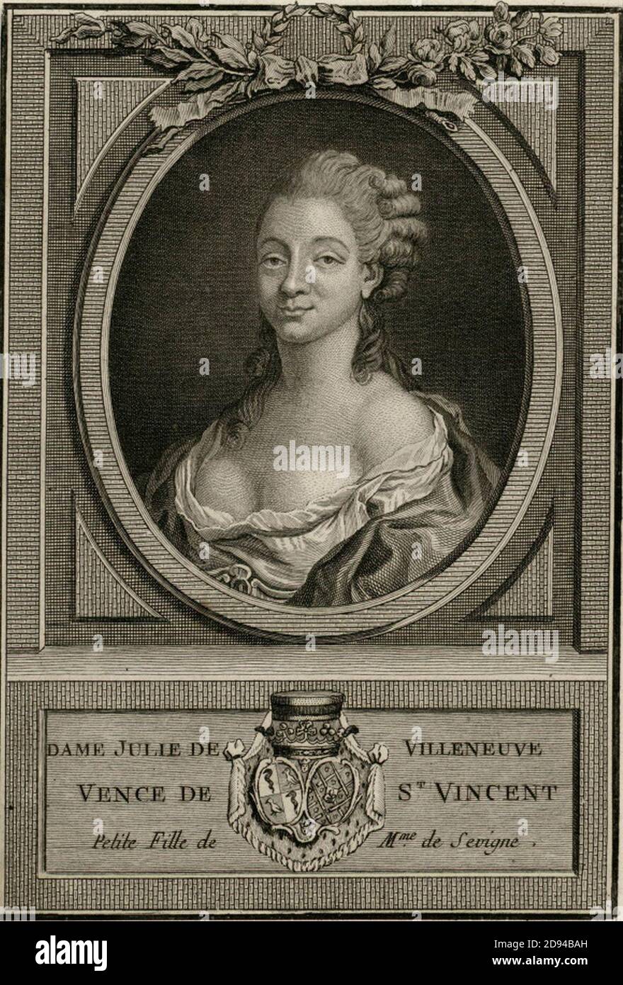 Julie de Villeneuve de Vence, marquise de Saint-Vincent (1726 - 1778) arrière-petite fille de Madame de Sévigné. Stock Photo