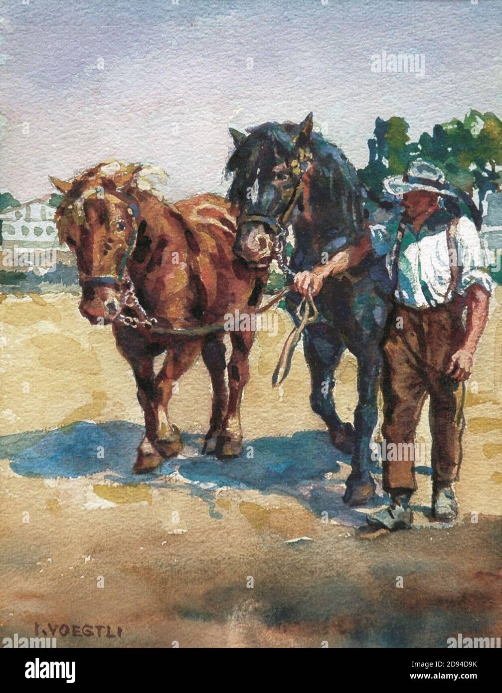 Julius Voegtli, Bauer mit Pferden Stock Photo Alamy