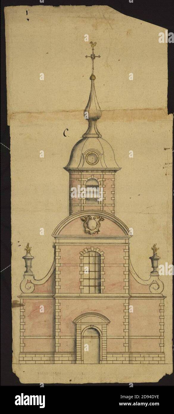 Jumet Église SaintSulpice Plan, coupes transversale et verticale