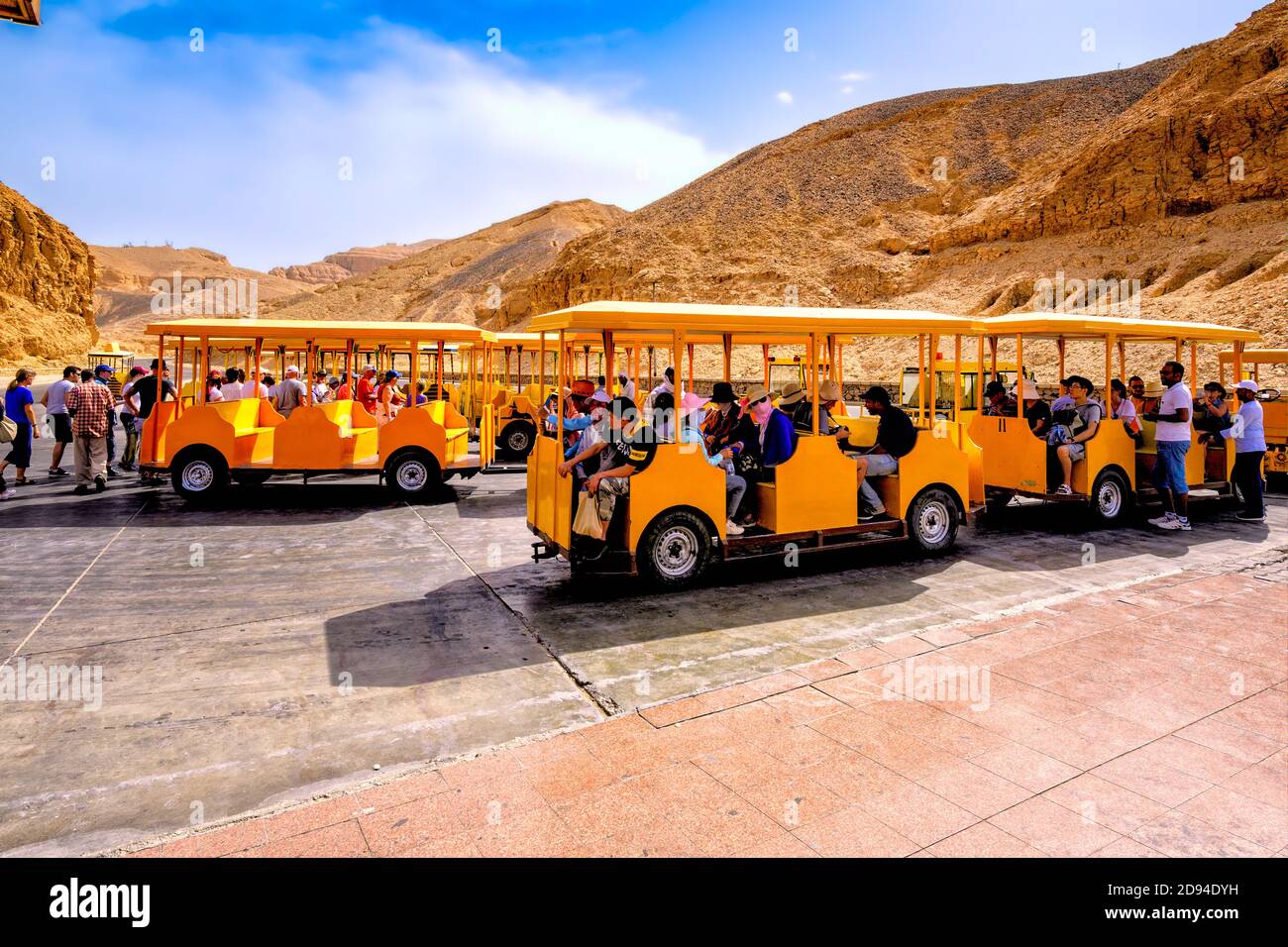 The Taftaf, the electric train which runs between the Visitors Center and the tombs in the valley of the kings Stock Photo