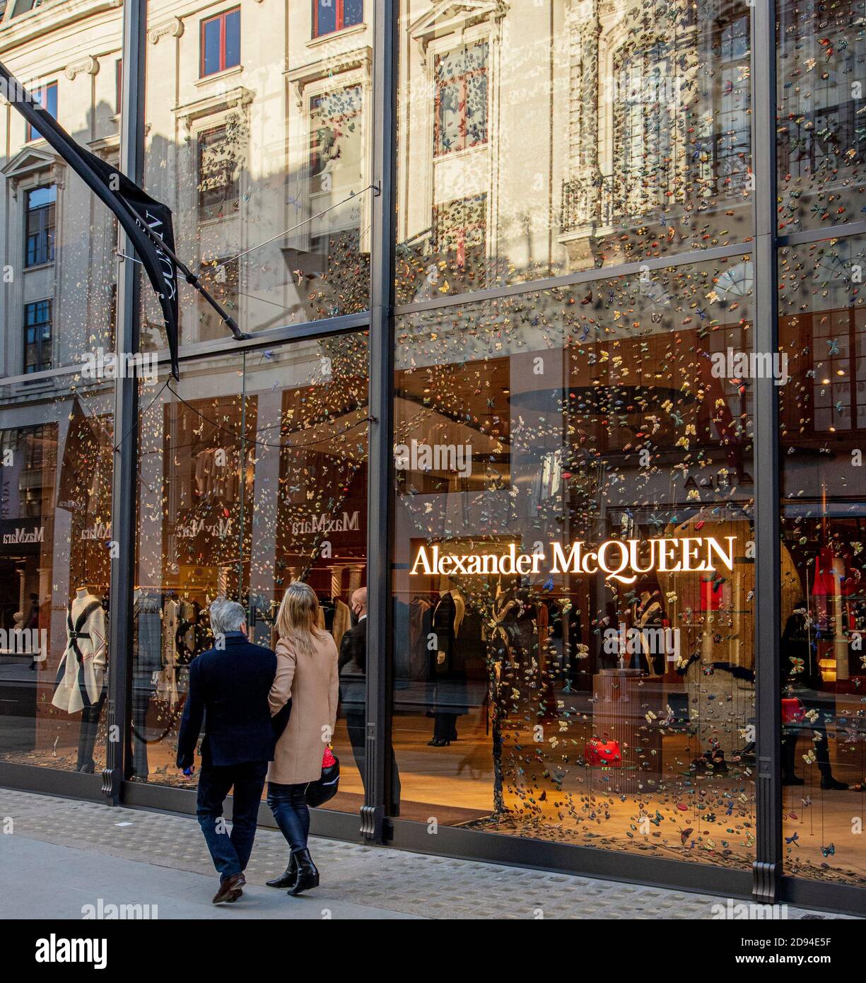 Alexander McQueen fashion, clothes, accessories store, Old Bond Street, London Stock Photo