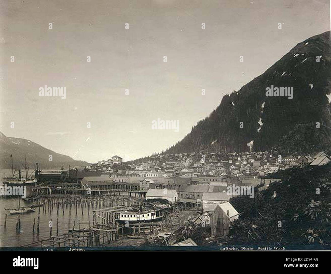 Juneau and the harbor Alaska ca 1897 Stock Photo Alamy