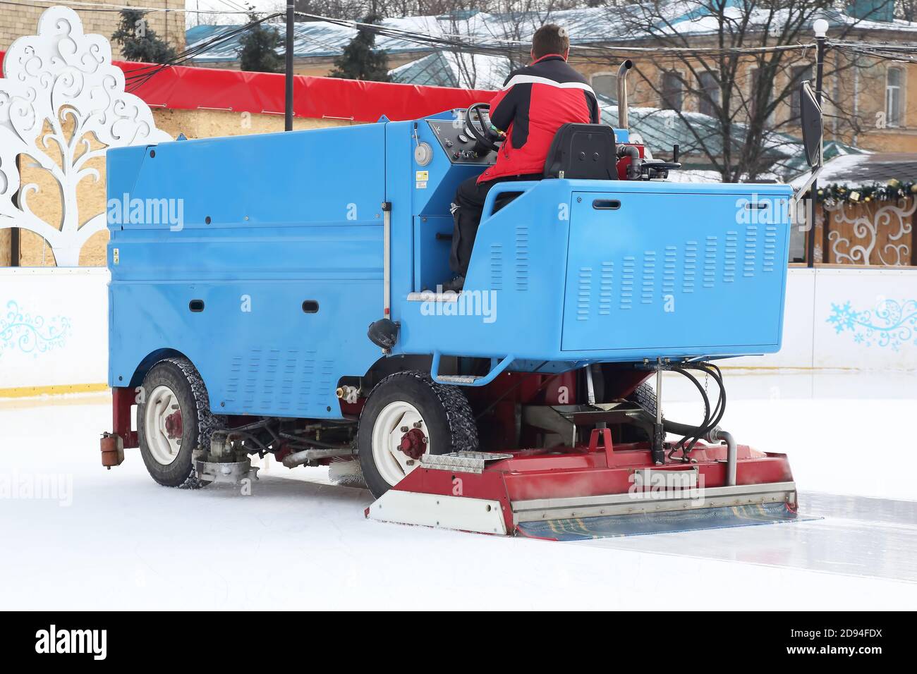 special machine ice harvester cleans the ice rink Stock Photo Alamy