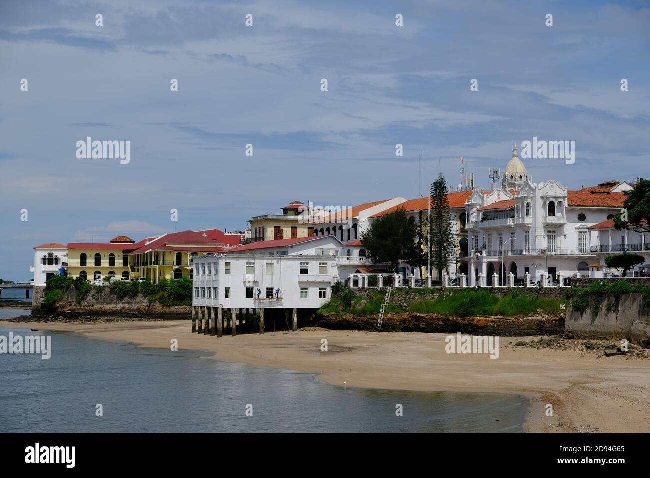 Panama City - Coastline view Colonial-era houses in San Felipe also Casco Antiguo Stock Photo