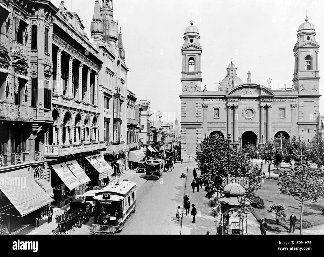 Plaza de Constitution - Montevideo, Uruguay, circa 1890 Stock Photo