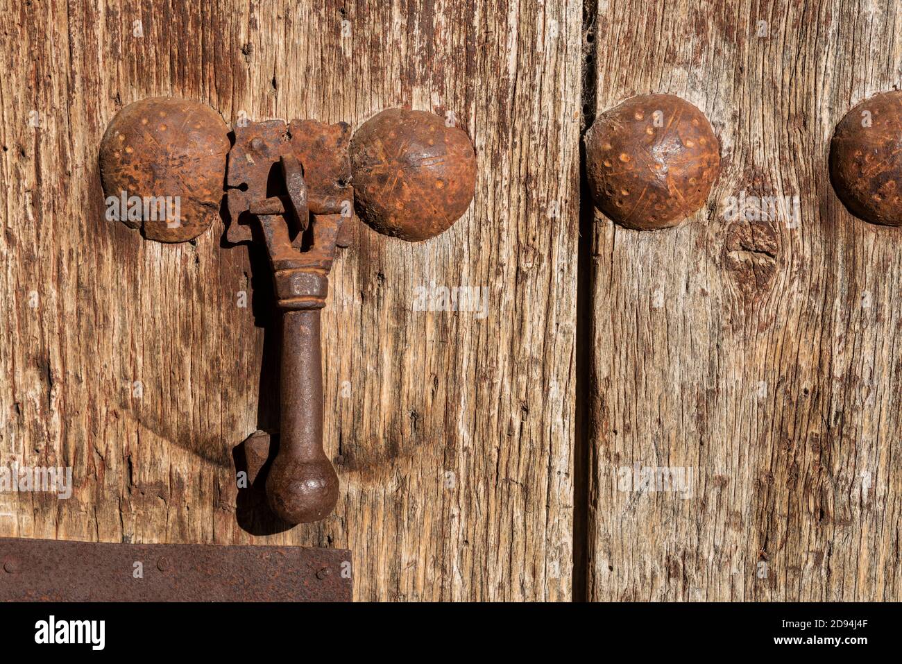 antique wooden door handle Stock Photo