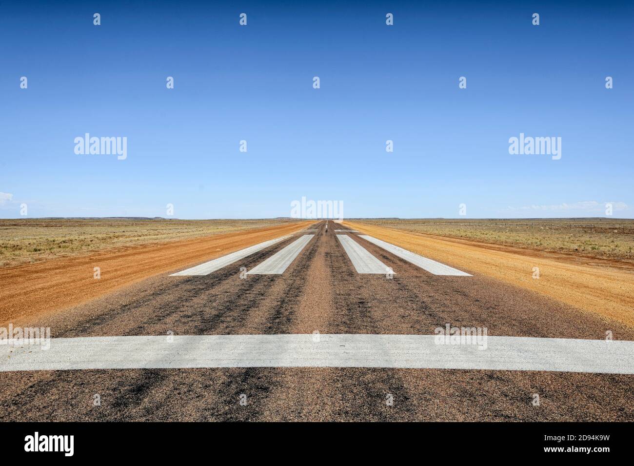 Emergency landing strip on a remote Outback road, Diamantina Shire, Queensland, QLD, Australia Stock Photo