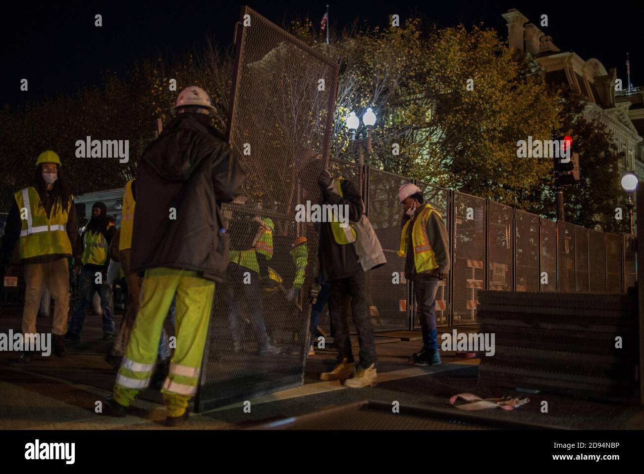 Washington DC USA. 2nd Nov 2020. Fences are installed around the perimeter of the White House, the night before Election day on the 3rd November, in anticipation of possible Election 2020 results riots. Yuriy  Zahvoyskyy / Alamy Live News Stock Photo