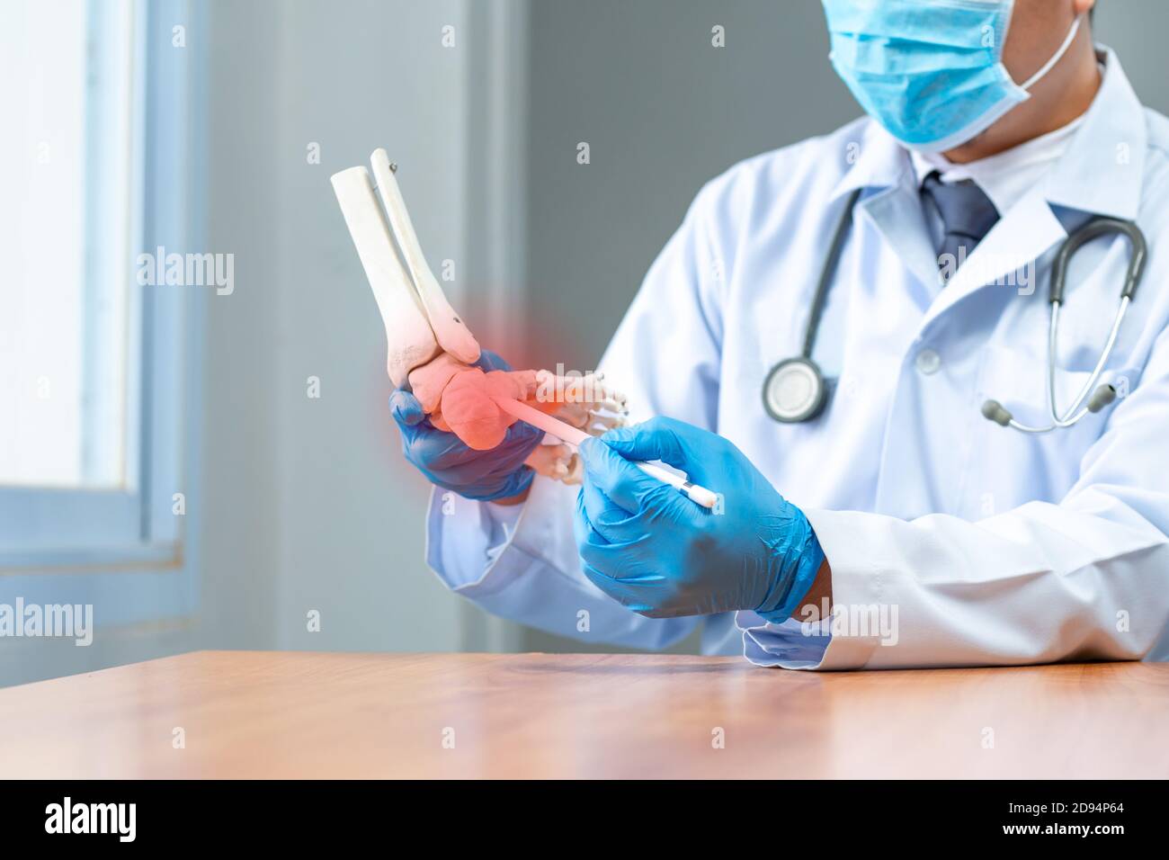 closeup hand wear medical gloves doctor in medical gloves holds