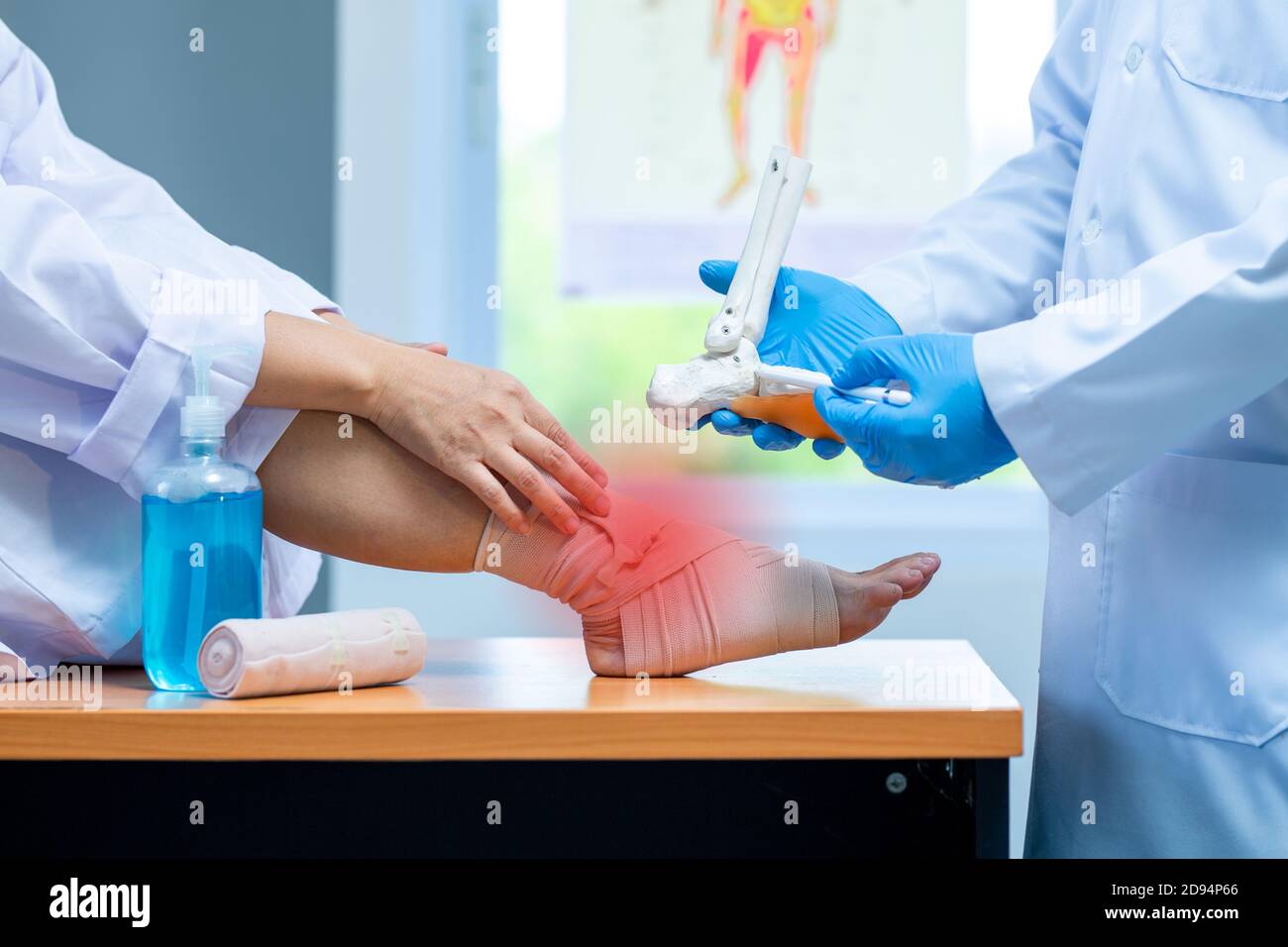 closeup hand wear medical gloves doctor in medical gloves holds