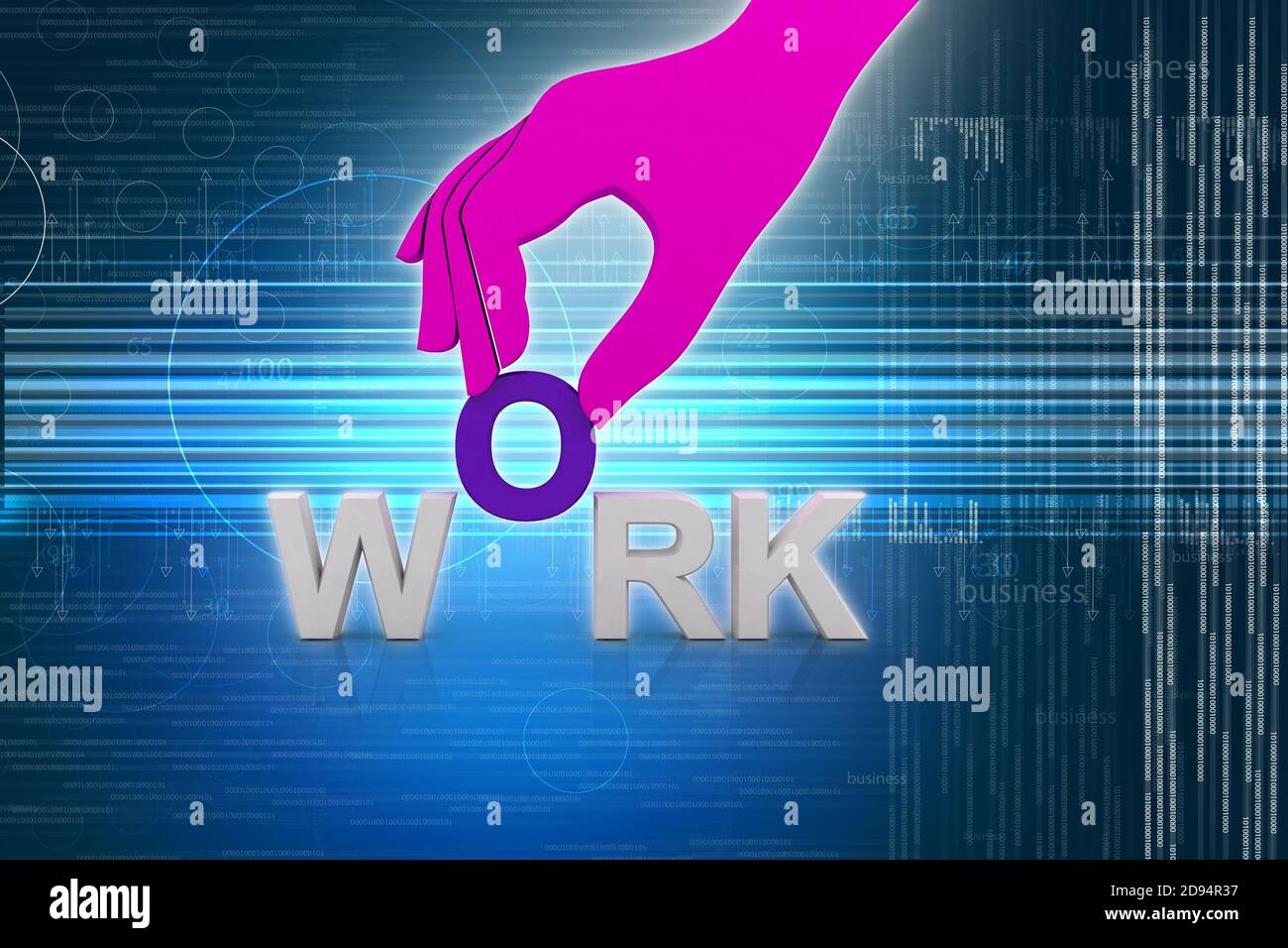 3d multi use work and hand in white background Stock Photo - Alamy