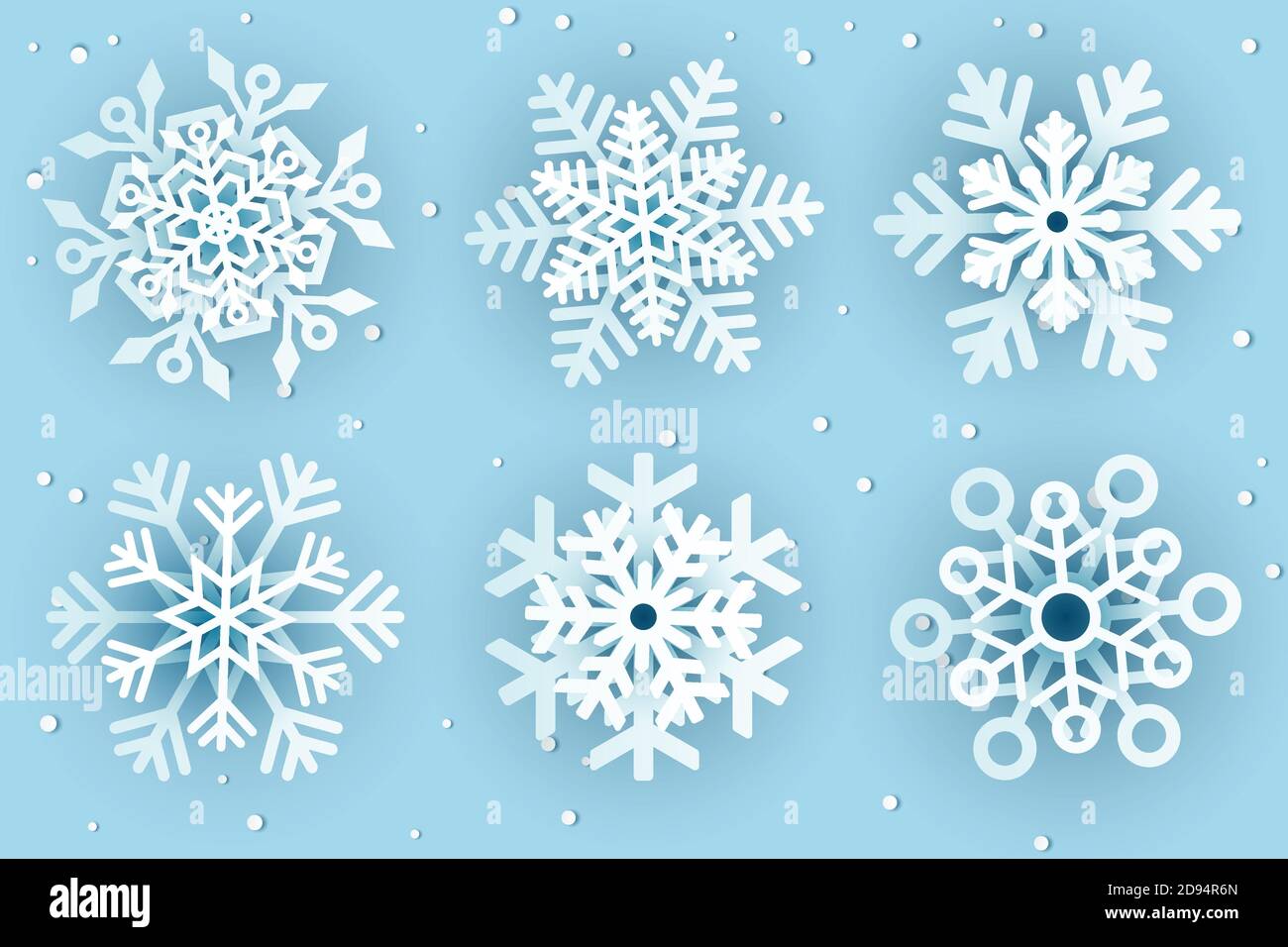 3d papercut decorative snowflakes Stock Vector