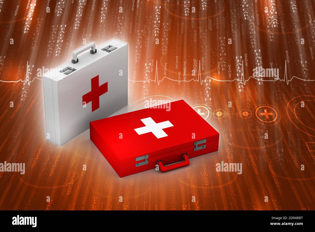 Digital illustration of First aid box in color background Stock Photo ...