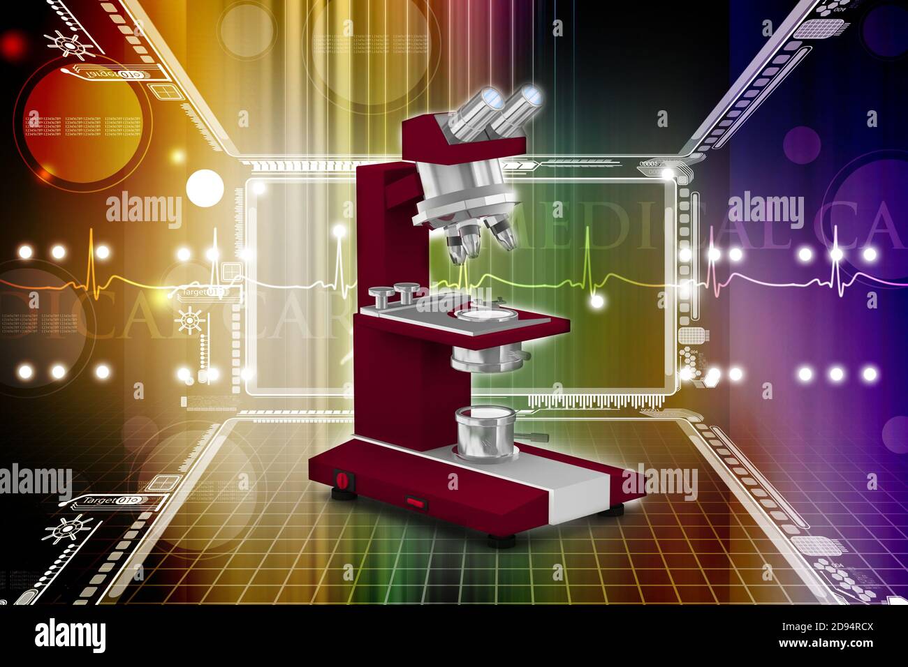 Microscope isolated on color background Stock Photo - Alamy