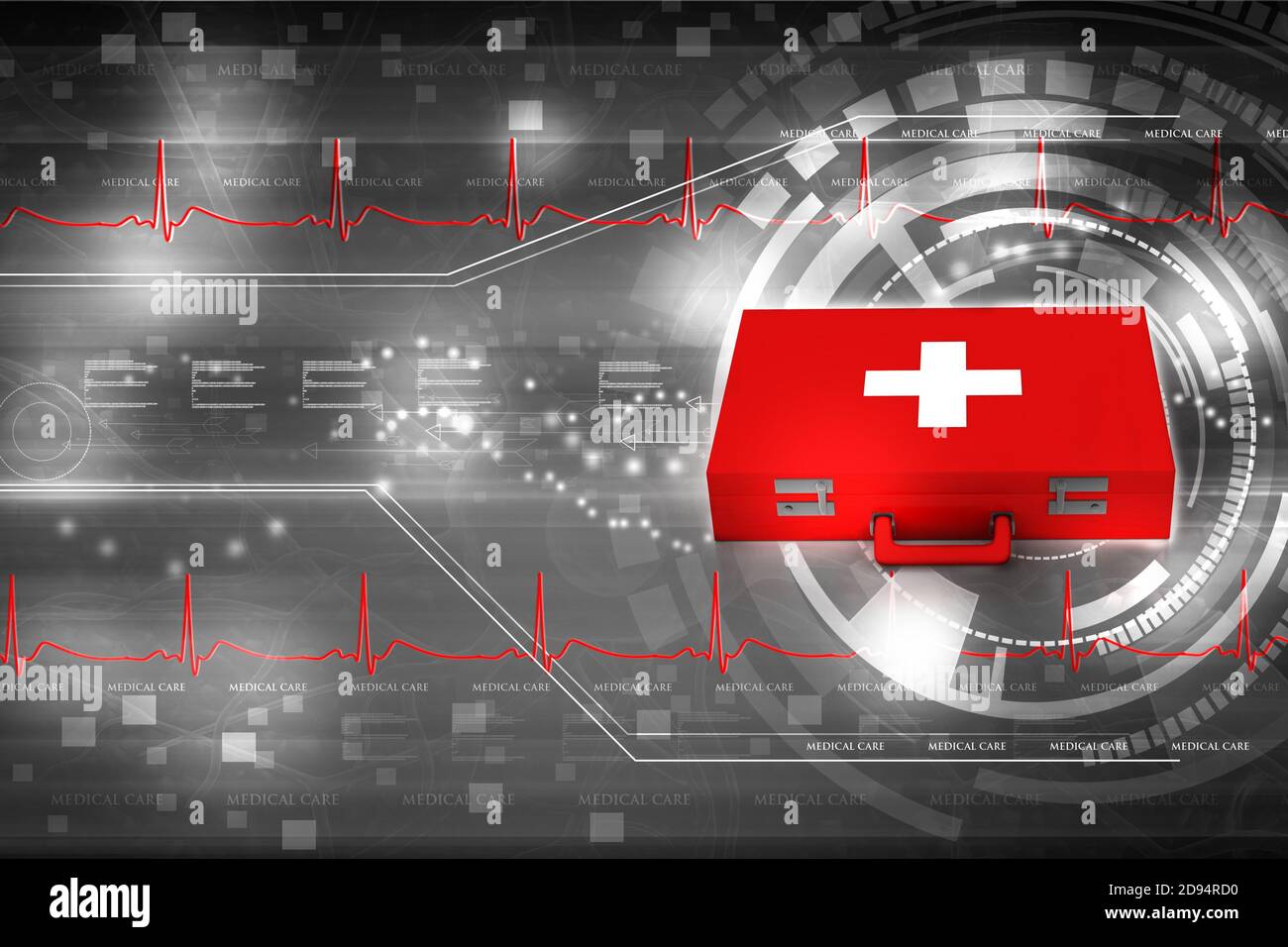 Digital illustration of First aid box in color background Stock Photo ...