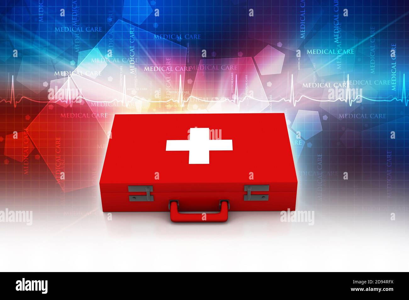 Digital illustration of First aid box in color background Stock Photo ...