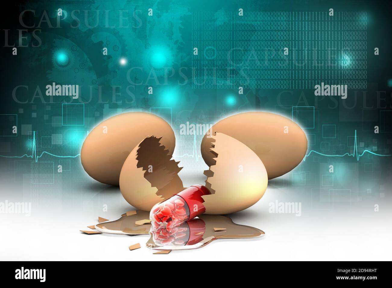 Egg and dna filled pill. conceptual design Stock Photo Alamy
