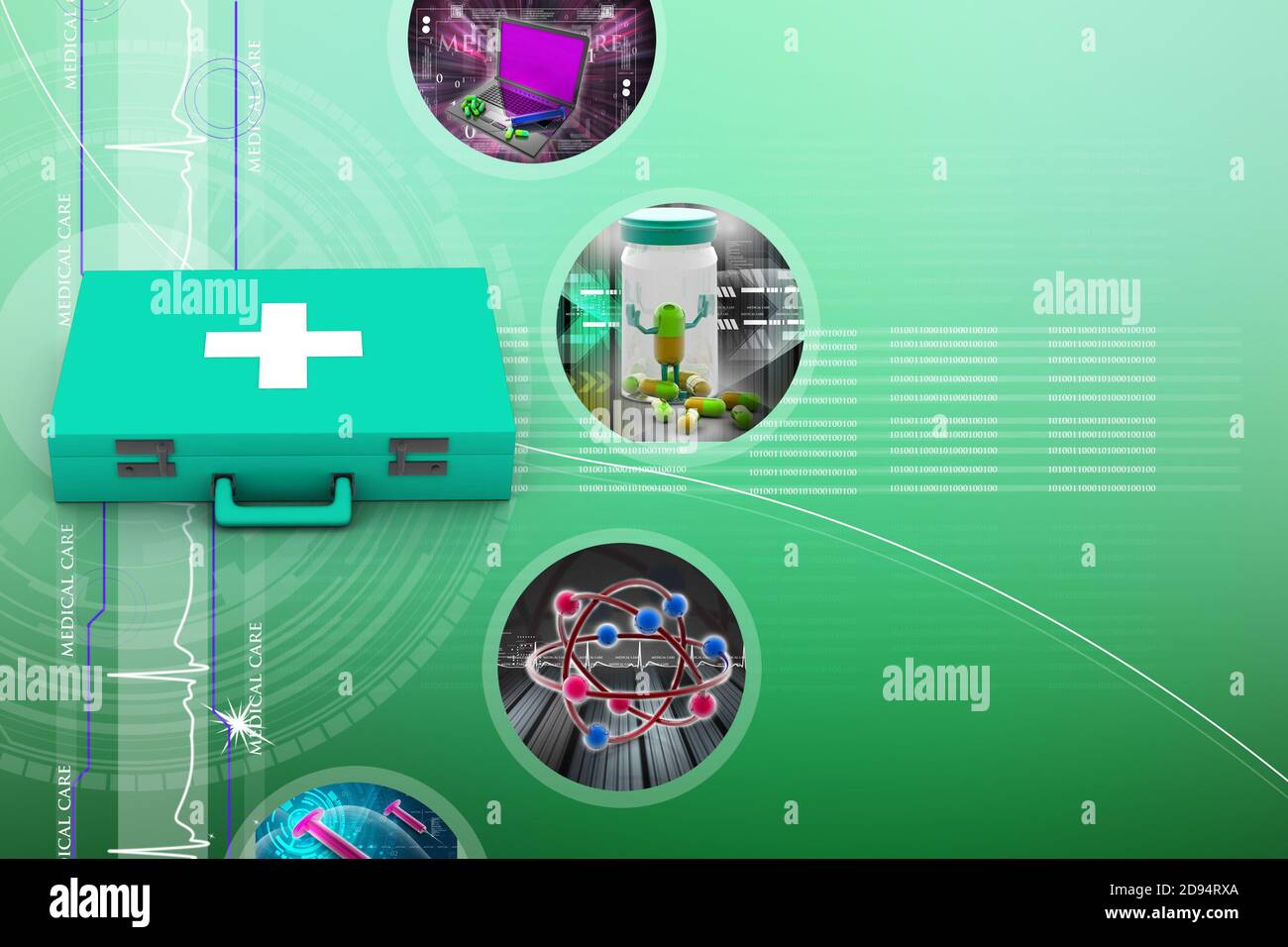 Digital illustration of First aid box in color background Stock Photo ...
