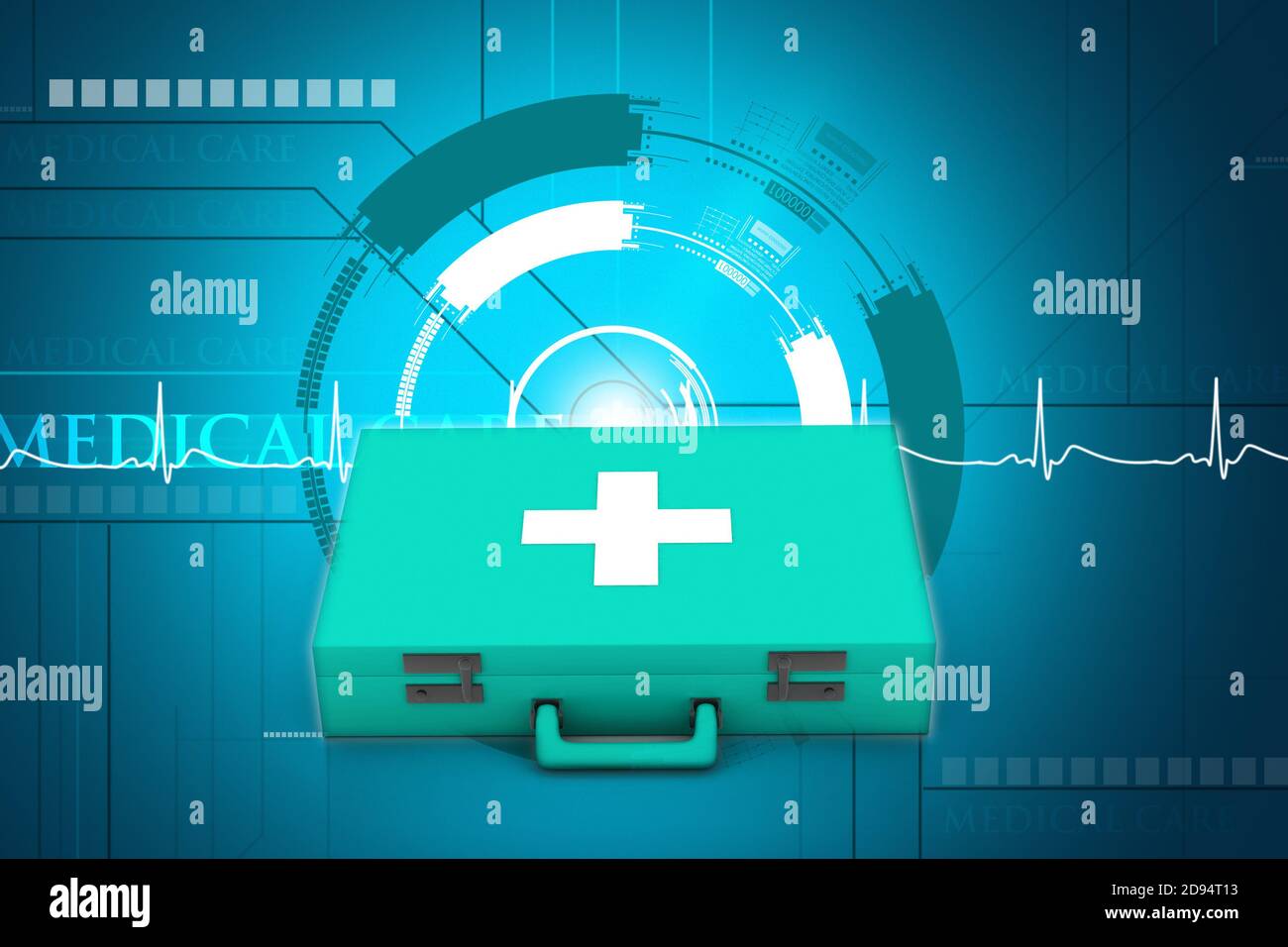 Digital illustration of First aid box in color background Stock Photo ...