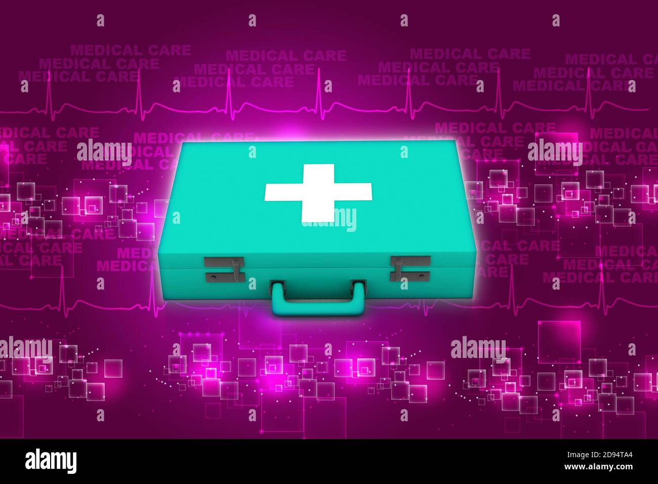 Digital illustration of First aid box in color background Stock Photo ...
