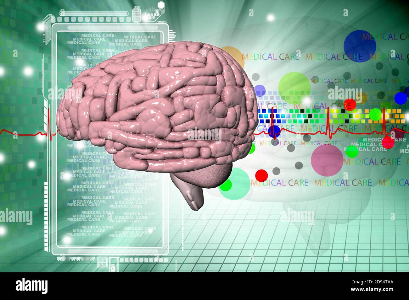 Brain in digital background Stock Photo - Alamy