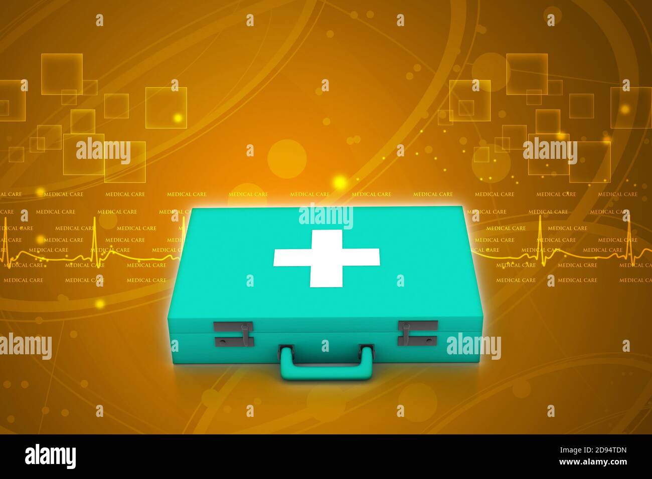 Digital illustration of First aid box in color background Stock Photo ...