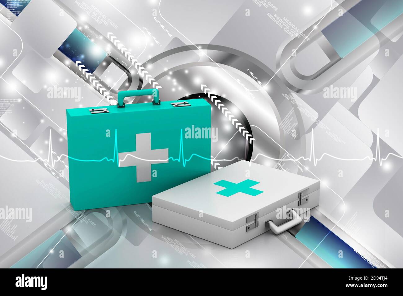 Digital illustration of First aid box in color background Stock Photo ...