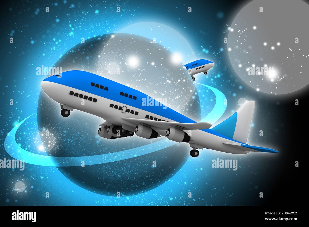 3d multi use air plane in color background Stock Photo - Alamy