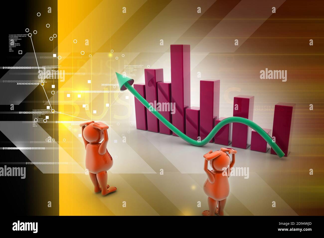 Business graph with growth concept in white background Stock Photo - Alamy