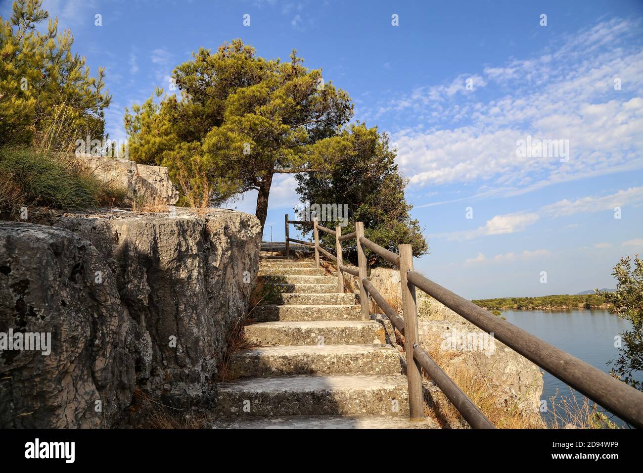 Anthony Channel surrounded by rocks and stone steps under the sunlight ...