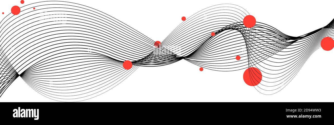 Abstract modern element black and white line waves background Stock Vector