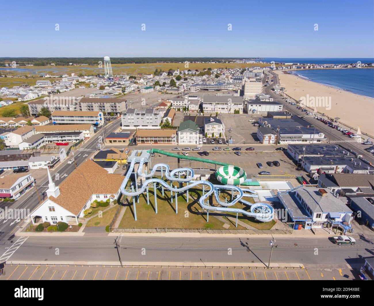 Water slide aerial view on Ocean Boulevard at Hampton Beach State Park